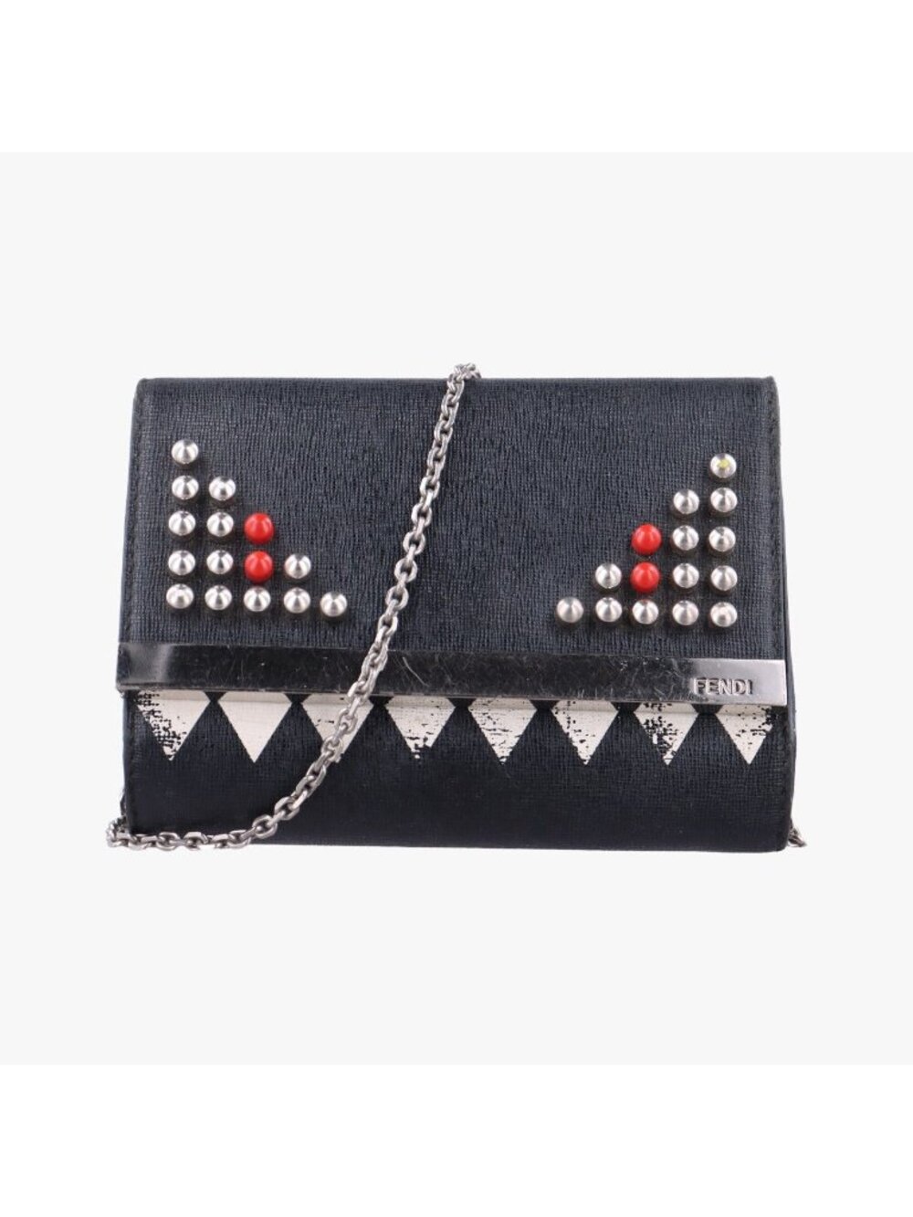 Fendi Monster Eyes Continental Black Leather